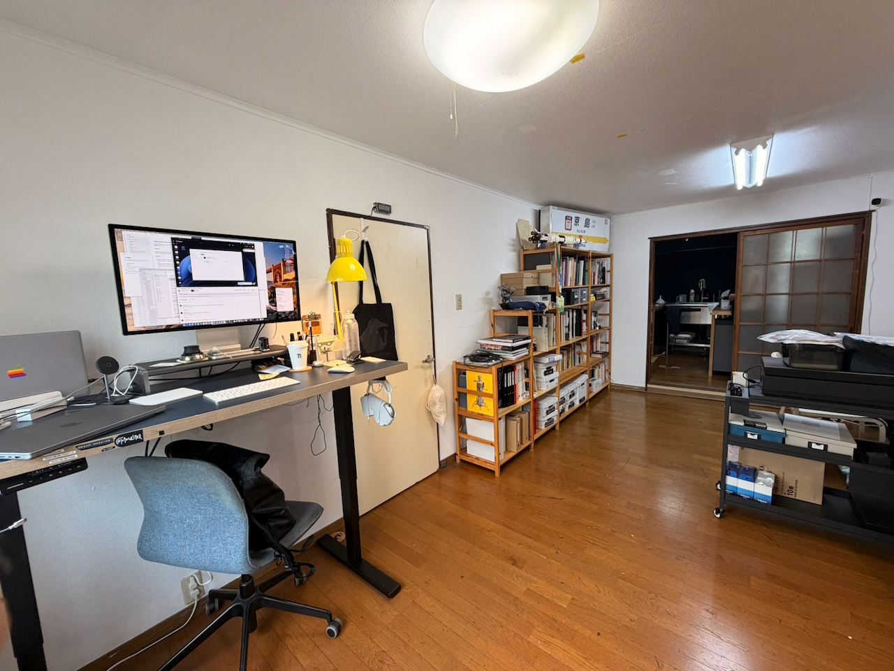 The computer workstation and main studio room